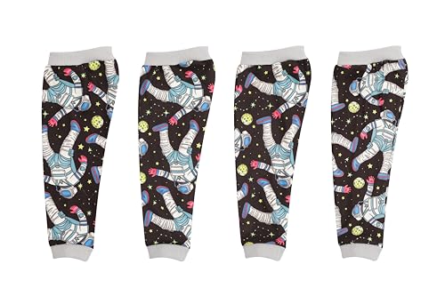 Image of Petwarm Dog Recovery Leg Sleeves 4pcs Set Astronaut Print - Soft Anti-Lick Joint Support Wraps for Small Dogs, Cone-Free Surgery Protection, Grey, S