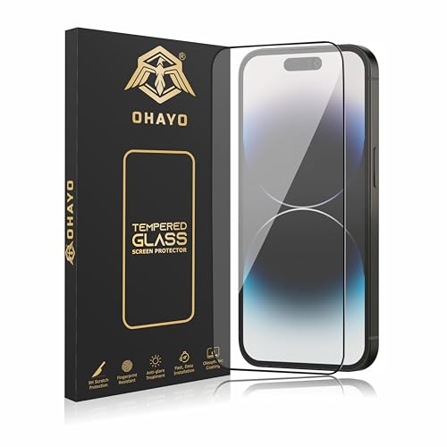 Image of OHAYO Military Strength Tempered Glass Screen Protector Compatible with iPhone 14 Pro | 9H+ Hardness, Strong Protection, Full Screen Edge-to-Edge Cover, Scratch Resistant, Bubble-Free Install, Ultra HD Clarity