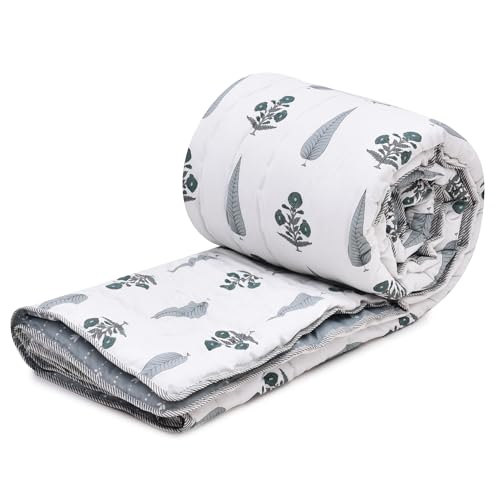 Image of RRC Jaipuri Beautiful Floral Print in White and Red Jaipuri Rajai /Razai /Quilt Double /King Bed Quilt /Comforter /Ac Quilt /Ac Comforter, Cotton, Lightweight Pack of 1, 200 GSM