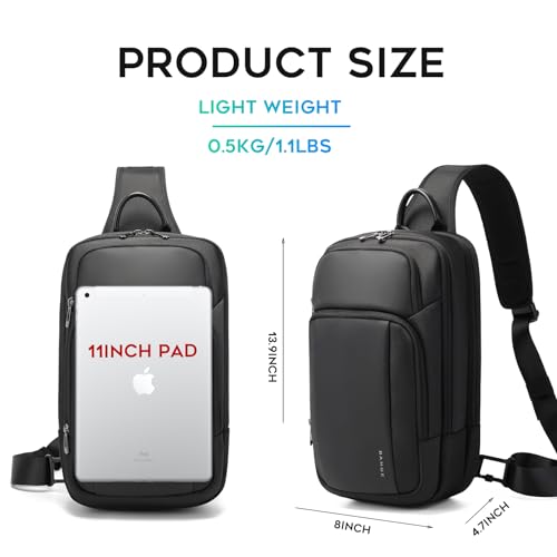 BANGE Sling Bag, Waterproof Shoulder bags with Pad Compartment, Crossbody Backpack for Men4