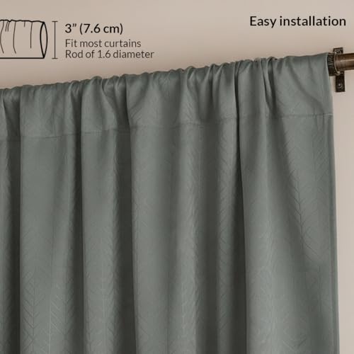 Image of HOMEMONDE 100% True Blackout Curtains 9 Feet Long Door - Single Piece Curtain, Embossed Panels Light Block Thermal Insulated & Noise Reducing Top Style Rod Pocket Curtains (Grey, 108Inch)