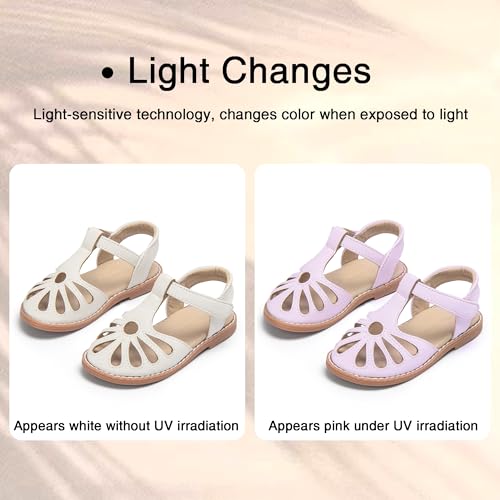 Image of THEE BRON Toddler Girls Closed-Toe Sandals Sweet Retro Cutout Summer Dress Shoes