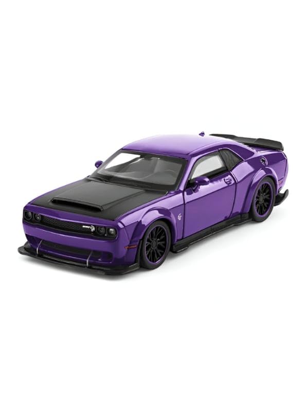 Image of Hellcat 1:32 Scale Dodge Challenger Die-Cast Metal Toy Model Car for Kids - Pull Back Mechanism, Birthday Gift for 3+ Year Old Boys (Hellcat Purple)