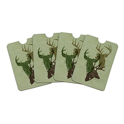 Deer Heads Trio Design Hunting Hunter Camouflage Credit Card RFID Blocker Holder Protector Wallet Purse Sleeves Set of 4