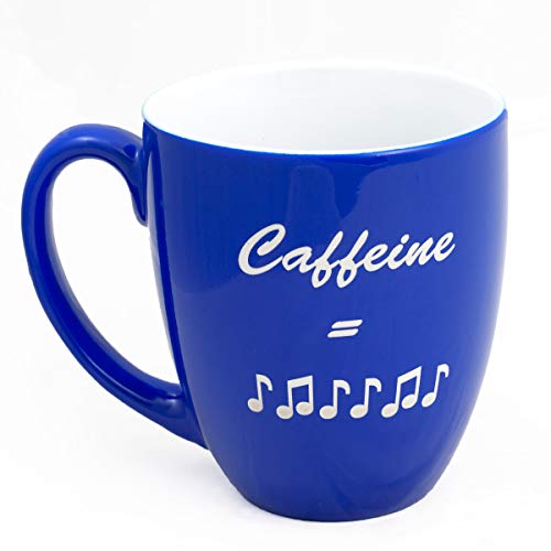 PlaqueMaker Custom Ceramic Bistro Coffee Mug Personalized Laser-Engraved Text 16 Ounces Blue