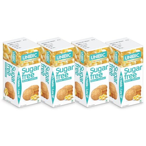 Image of Unibic Sugar Free Butter Cookies I Low GI No Maida I Cashew Biscuits I Sugar-Free Snack I Healthy Cookies | 300 Gram (75 G*4) /270 Gram (67.5G*4) (Pack of 2)