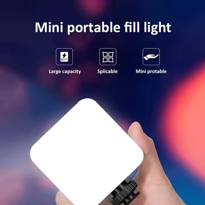 Image of LED Pocket Video Mobile Light RGB Rechargeable Camera Fill with Adjustable Brightness & Color Temperature | Clip-On Vlogging for Mobile Phone, DSLR, Camera, Laptop & Live Streaming