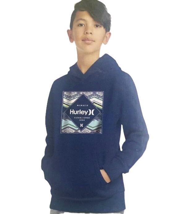 Hurley Graphic Fleece Hoodie, Boys, Navy Blue, Size L-14/16
