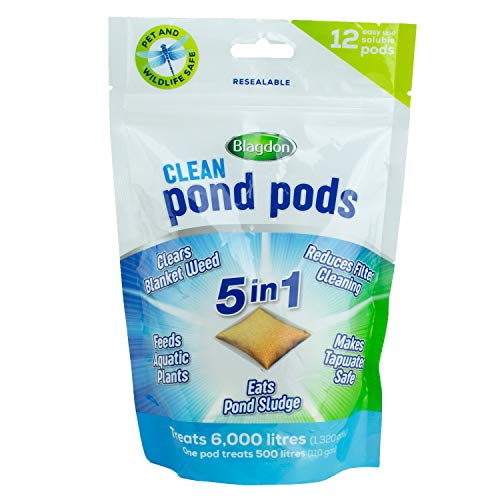 Blagdon Clean Pond Pods Clears Blanket Weed Reduces Filter Cleaning Feeds Aquatic Plants Eats Pond Sludge Removes Chlorine Makes Tap Water Safe Pet & Wildlife Safe (pack of 12 pods)