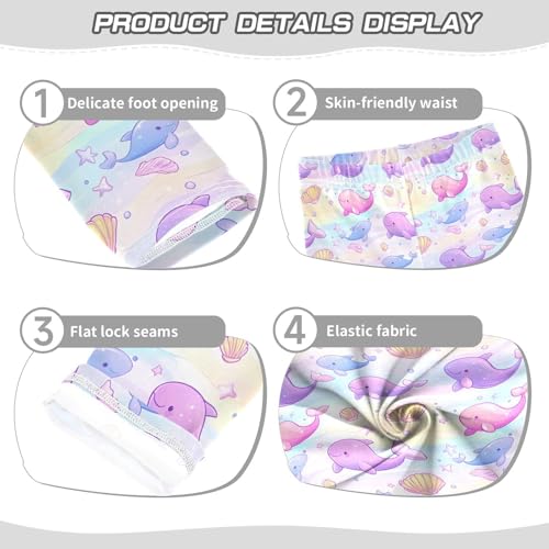 Cute Purple Dolphin Seashell Girls Leggings Soft Stretch Workout Yoga Dance Pants for Kids Casual Tights3