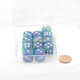 Waterlily Festive Dice with White Hearts D6 16mm (5/8in) Pack of 12 Wondertrail