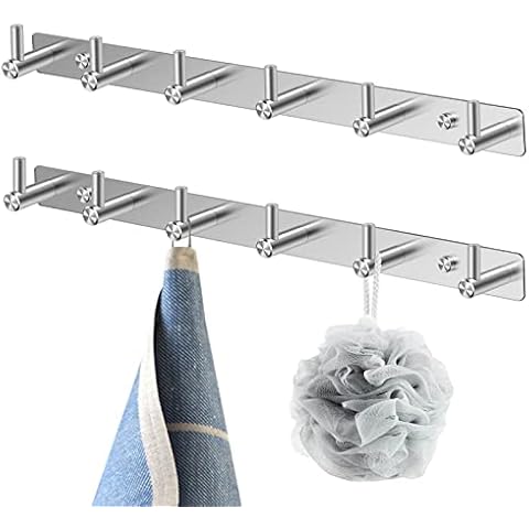 Perchero Pared de Acero Inoxidable con 6 Ganchos Cover