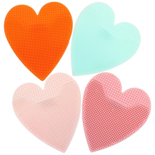 MUCKLILY Cepillo de Silicona 4 Piezas Colores Variados Rosa Azul Claro Naranja Rosa Transparente para Limpieza Profunda Masaje y Cuidado Piel en Casa y Viajes