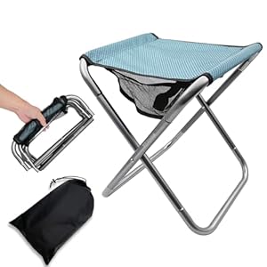 Folding Camping Stool, 16 Inch Tall Portable Folding Stool Aluminum Alloy Lightweight Stool Seat Red Foldable Stool with Carry Bag for Fishing Outdoor Camping Hiking and BBQ