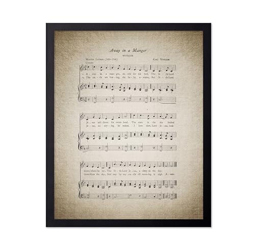Away In a Manger Poster Black Framed