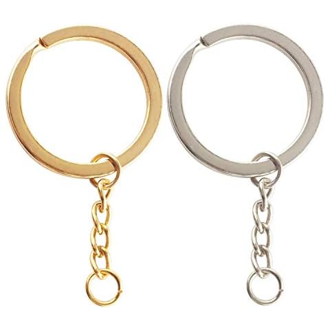 Split Key Ring 30pcs with Chain and Jump Rings Metal Rings with Open Jump Rings Round Key Rings Kit, Golden and Silver, for Keychain Key and Art Crafts Cover