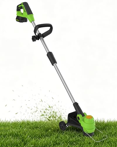 Garvee 20V Grass Trimmer, Dual Lithium Battery 2.0A, 8 Grass Cutting Lines, Portable Electric Grass Cutter, Garden Grass Line Trimmer