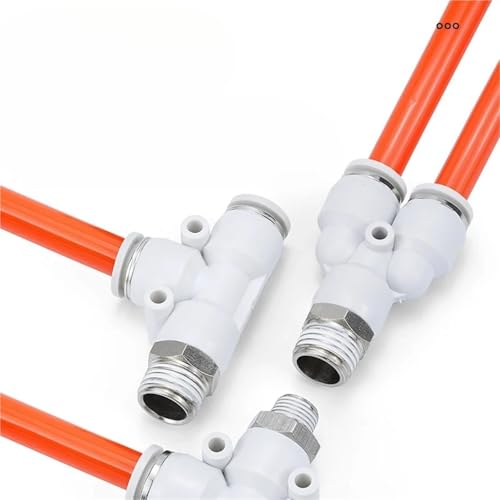 Conector neumático de 3 vías con rosca BSPT de 1/4" y anillo de 6mm 6