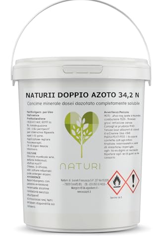 NATURII Doppio Azoto 34,2% N – Concime Minerale Solubile – Fertirrigazione e Fogliare – Secchio 1 kg (1)