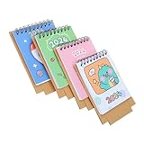 HOMOBABE 4個年卓上カレンダー かわいいキャラクター点 ミニスケジュールカレンダー 製コンパクトデザイン 学校 オフィス用デスク飾り