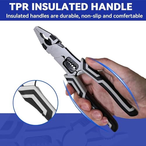Image of 5 in 1 Multipurpose Electrician Plier /Cutting Plier with Gripping, Wrench, Wire Cutter, Crimping Tool & Wire Stripper Fuction (Chrome Vanadium Forged (Steel, Silver) (PACK OF 1)