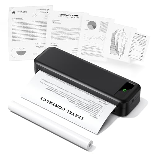 TATTMUSE Stampante Portatile A4, Stampante Termica Compatibile con iPhone/PC/USB, iOS/Android via Wireless Bluetooth,...