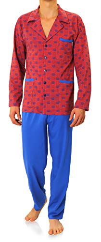 Sesto Senso Pijama Hombre Botones Algodon Abotonado Clasico Invierno 2 Piezas Set Ropa De Dormir Conjunto Set Camisa Manga Larga Pantalones Largos XL 03 chaber