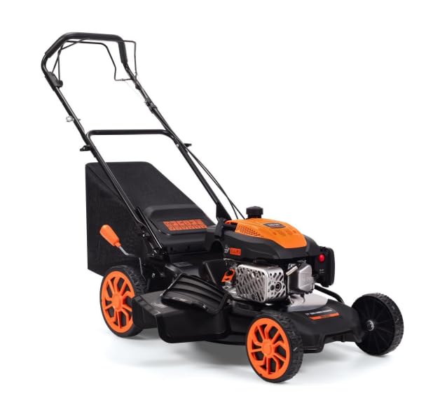 Ezasin 21' Self-Propelled Gas Lawn Mower, 170cc 4-Stroke Engine, 7-Position Cutting Height, 3-in-1 Versatile Mulching Bagging Discharging, 1.9 Bushels Large Grass Collector