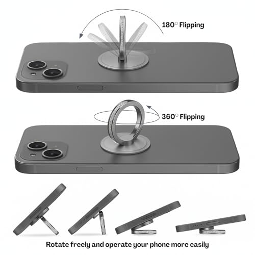 Image of 2 Pack Phone Ring Grip Holder, Transparent Mobile Finger Stand, Strong Adhesive Back Support for Smartphone, Portable Hand Grip Accessory, Universal Case Compatible, Clear Round Design