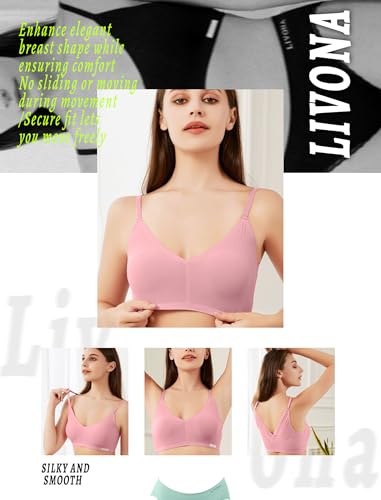 Image of Livona Wireless Bras for Women - Comfort Bralettes with Support Adjustable Seamless Sports Bras Lace Cami Crop S-XXL