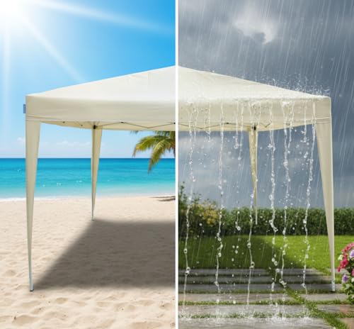 Miniatura 5 de Goodyear - Carpa Plegable De Jardín 3x3m, Cenador Exterior De Acero Robusto, Impermeable Con Protección Uv30 , Gazebo Plegable Para Eventos Y Terraza, Incluye Bolsa De Transporte Y Estacas Beige