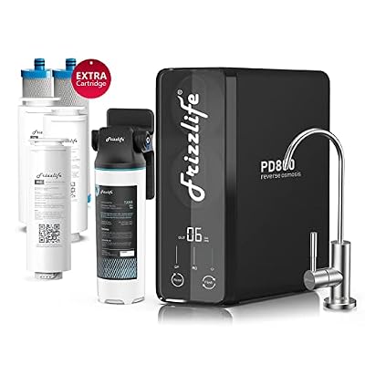 Frizzlife RO Reverse Osmosis Water Filtration System - 800 GPD Fast Flow Under Sink RO Filter, Tankless, Alkaline Mineral PH, 2:1 Drain Ratio, PD800-TAM4, with Two Year Replacement Filters