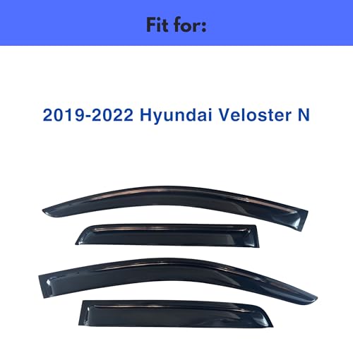 Image of IG Window Visors Fit for 2019-2022 Hyundai Veloster N, Out-Channel Rain Guards Vent Wind Deflectors 4PC, Car Accessories for 19-22 Veloster N