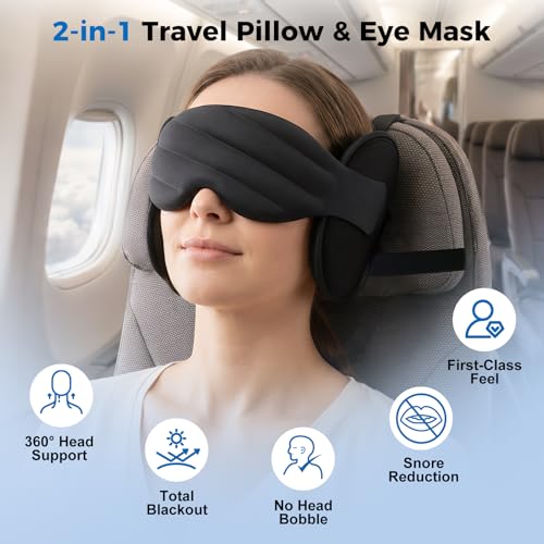 Almohada ajustable con máscara para dormir negra miniatura 2