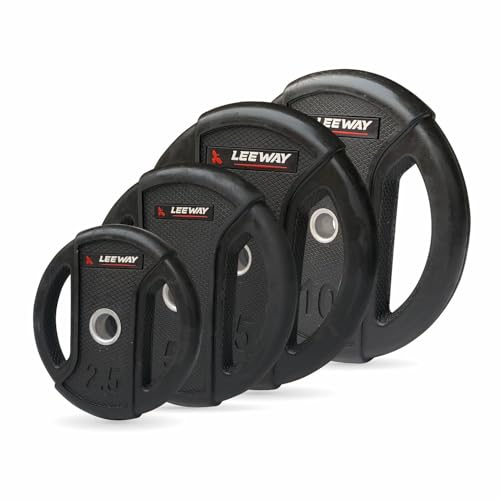 Leeway Dual-Grip Gym Weight Plates Set (40kg Set)| Rubber Coated with Metal Core | 31mm Hole |...