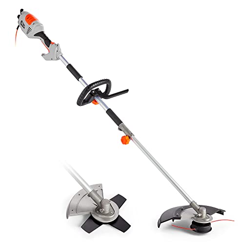 VonHaus 2 in 1 Grass Trimmer & Brush Cutter 1000W 38cm Max Cutting Width 10m Cable Safety Switch Auxiliary Handle Shoulder Strap Lightweight and Tap & Go System