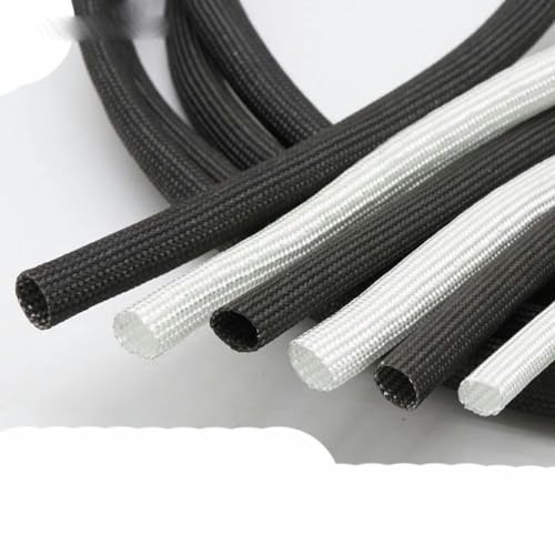 1/5M ID 1mm ~ 40 mm Manicotto in fibra di vetro intrecciata 600 °C Tubo in fibra di vetro chimica ad alta temperatura Guaina in fibra di vetro-Bianco-30mm-5 Metri