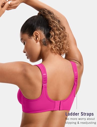 Image of SYROKAN Women's Max Control Underwire Sports Bra High Impact Plus Size with Adjustable Straps Unlined Bra
