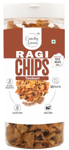 Image of Ragi Chips Tandoori Flavor | Healthy Millet Chips | Crunchy Baked Gluten Free Snack | High Fiber & Low Cholesterol Finger Millet Chips | Calcium Rich Indian Spicy Snacks | No Added Preservatives | 150g