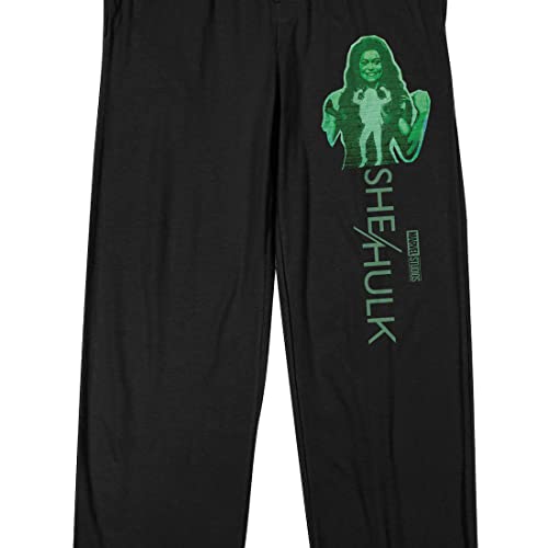She-Hulk Disney+ Green Power Girl Men's Black Sleep Pajama Pants2