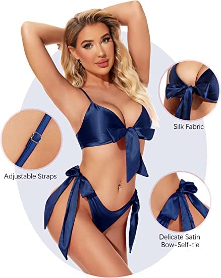 Image of SSoShHub Women Knot Babydoll Lingerie Set for Honeymoon for Woman Thongs | Wedding Valentine Special Night Dress Above Knee Baby Doll Night Dress | Transparent Hot