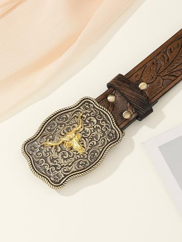 Image of Verdusa Women's Vintage Western Leather Buckle Belt