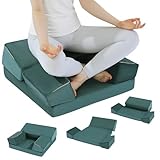 TOPROUD Meditationskissen Schaumstoff-Meditationskissen zum Sitzen auf dem Boden, großes Yogakissen für Erwachsene, Meditationsmatte mit 2 Kniekissen und Hüftstütze