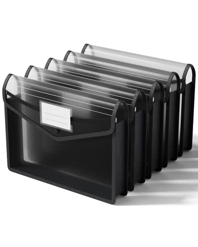 ThinkTex A4 Kunststoff-Aktenordner, ohne Unterteilung, 6 cm breit, mit Etiketten und Durchsicht, Druckknopfverschluss, 5 Stück Cover