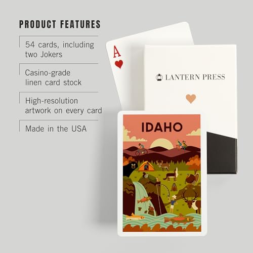 Lantern Press Idaho Geométrico 52 Cartas Póker miniatura 3