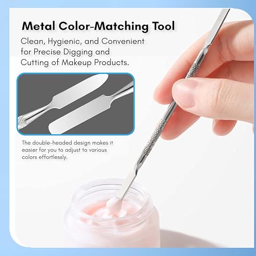 Beauté Secrets 2 in 1 Makeup Cosmetic Mixing Palette, Stainless Steel Foundation Palette with Spatula for Mixing Foundation, Eye Shadow, Eyelash, Lipstick, Nail Art, Silver - Image 3