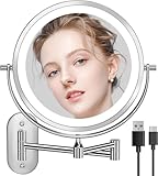 Auxmir Specchio Trucco con Ingrandimento 20X/1X, Specchio da Parete a 54 LED 3 Colori di L...