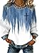 Christian Sweatshirts for Women Faith Cross Shirt Vintage Color Block Tops Denim Patchwork Pullover Casual Jean Wear (01, 3XL)