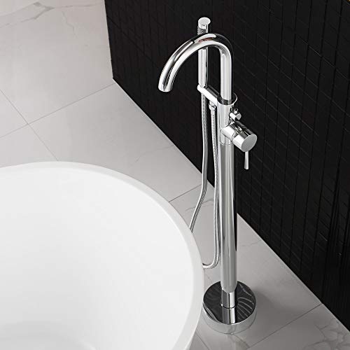 Woodbridge F0002 CH Freestanding Tub Filler Bathtub Chrome Floor Mount Brass Bathroom Faucets with Hand Shower by WOODBRIDGE - Image 3