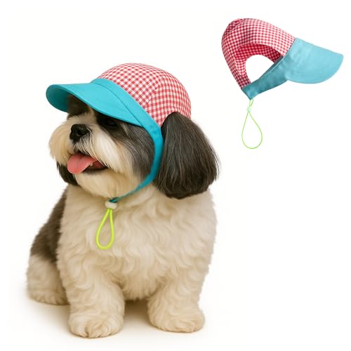 Image of DOG-O-BOW Cotton Check Baseball Cap for Dogs | Premium, Soft & Breathable Cap (Small)
